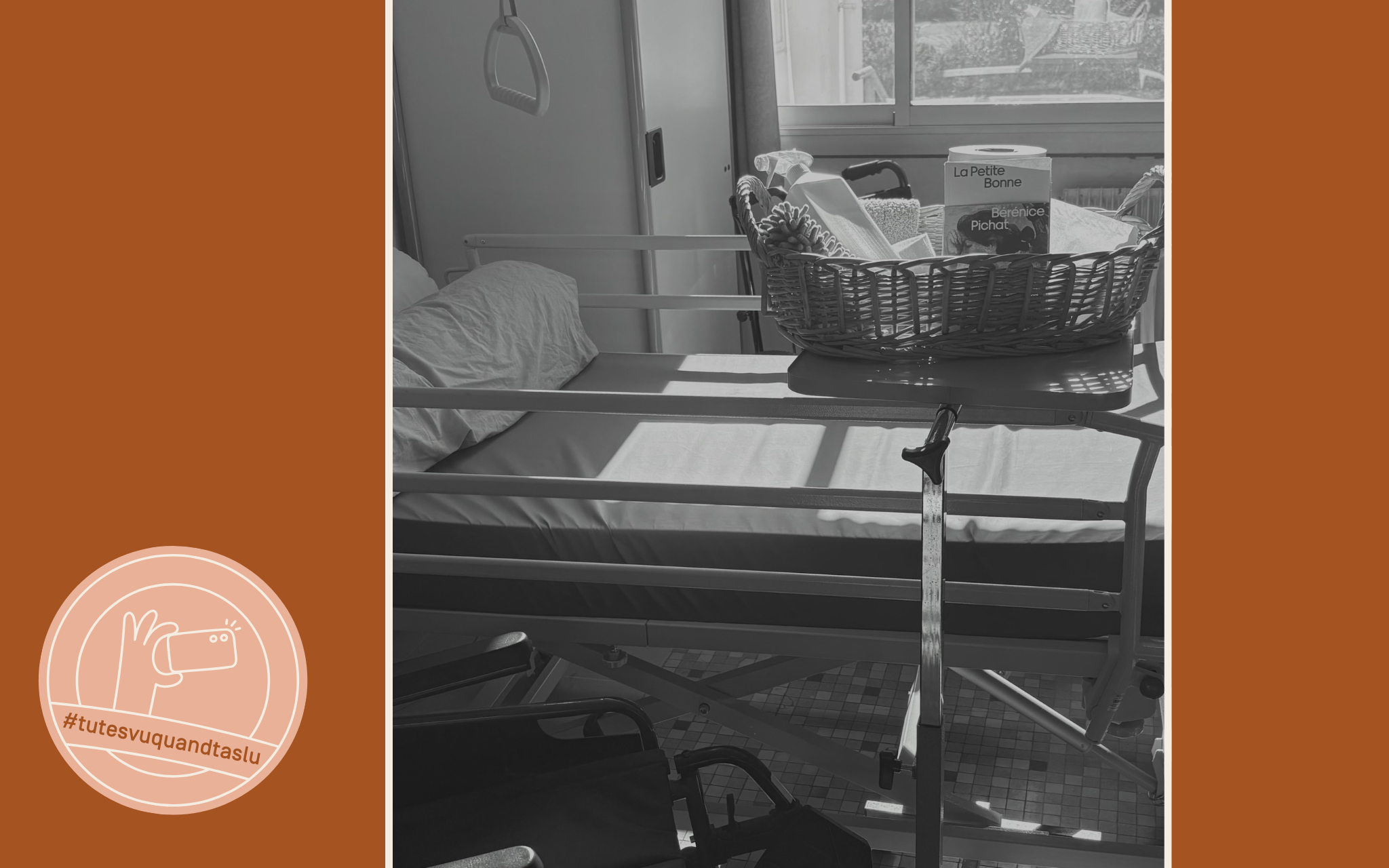 lit d'hopital avec fauteuil et panier qui contient le livre la petite bonne